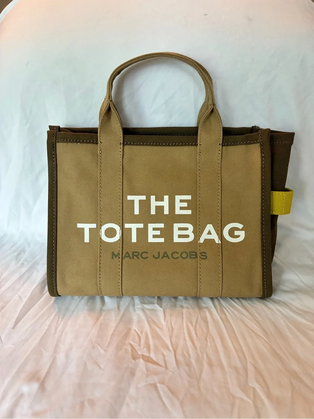 Marc Jacobs Khaki Canvas Tote with Yellow Tab